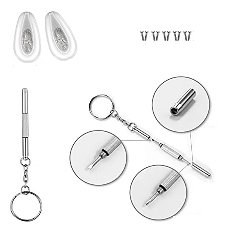 Металлические и Мягкие Силиконовые носовые накладки для очков набор из 5 пар
