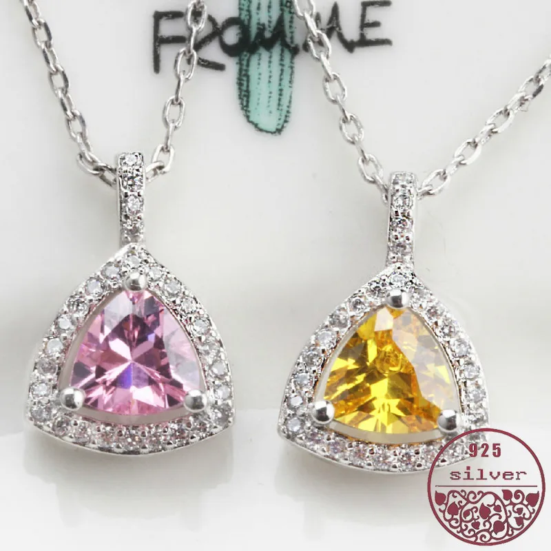 

Женский кулон из серебра 2020 пробы, с треугольным розовым топазом