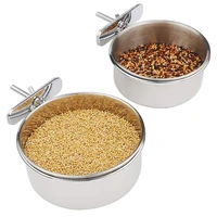 hot sale 2 pack bird parrot feeding cups with clamp stainless steel food water bowls dish feeder for cockatiel conure budgies