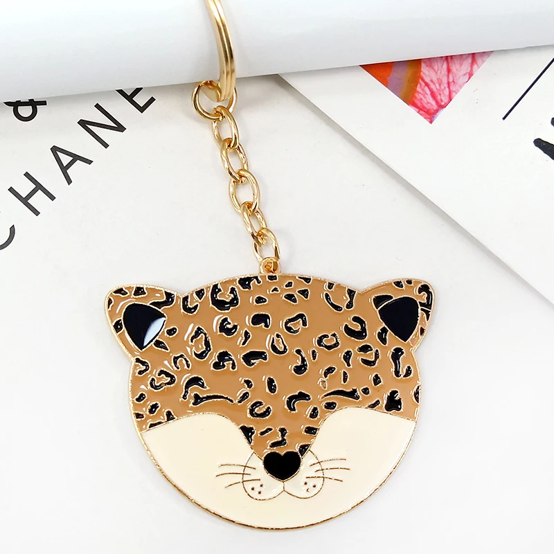 DIY new alloy spotted leopard head keychain pendant creative cute smiling face | Украшения и аксессуары