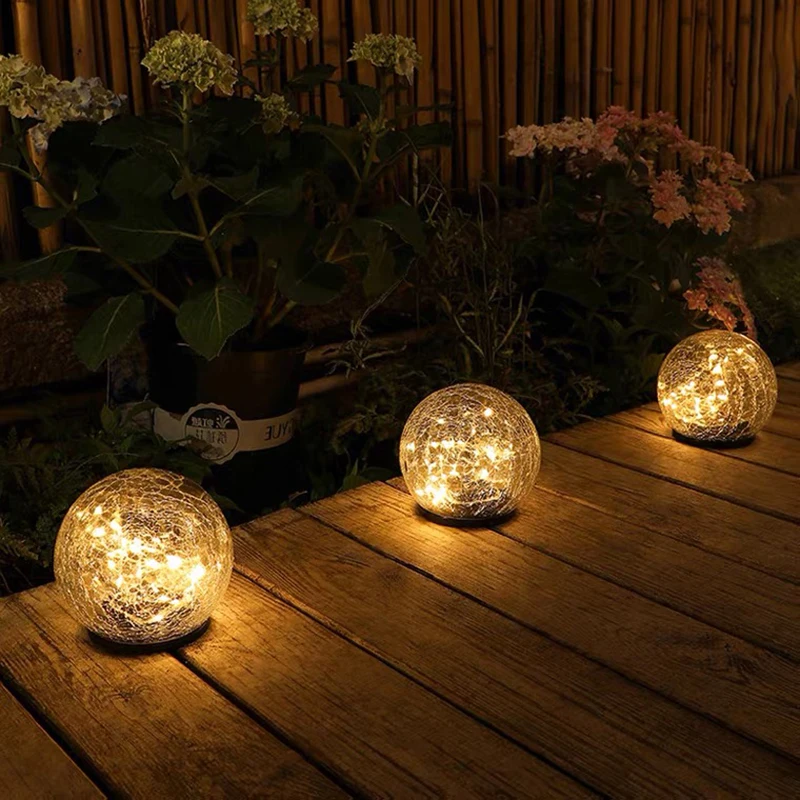 

Solar Outdoor Courtyard Lamp Household Villa Garden Festival Decoration Led Buried Lamp Waterproof ice Cracked Glass Ball Lawn