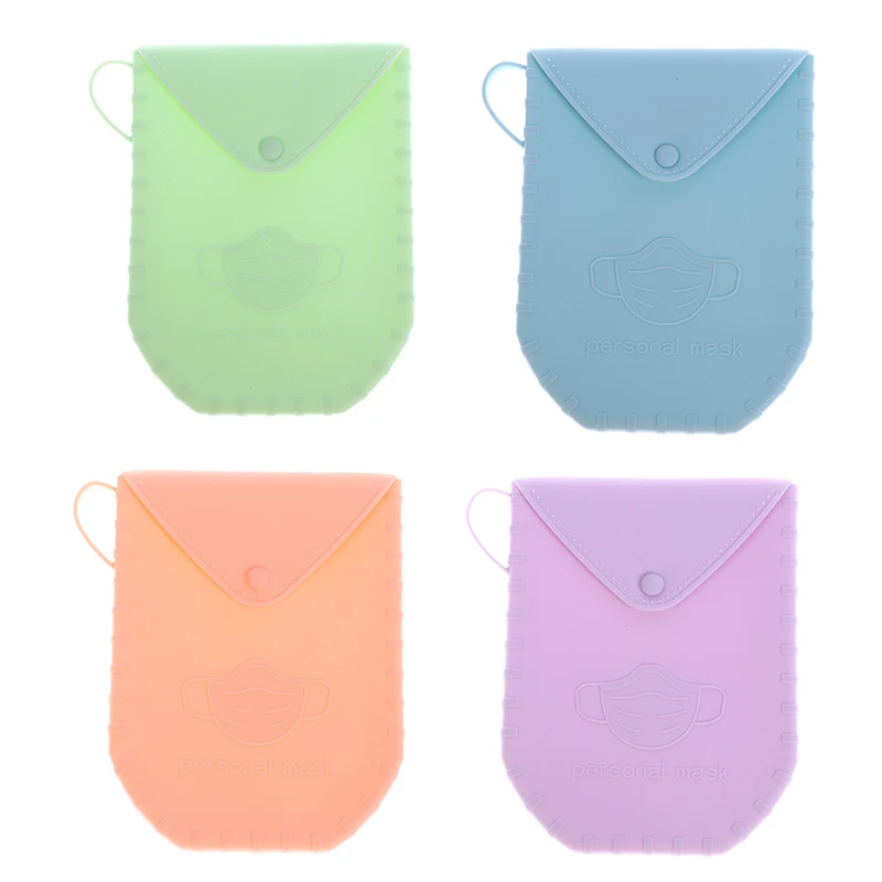

Mask Buggy Bag Silicone Material Portable Face Mask Holder Storage Box Dustproof Face Mask Case Reusable Facemask Storage Bag