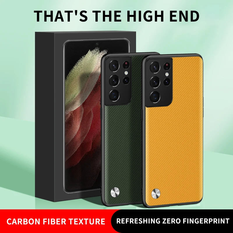 

Luxury Shockproof Camera Len Protection Carbon Fiber Cell Phone Case For Samsung Galaxy S21 Ultra Pro Smartphone Cover Funda Bag