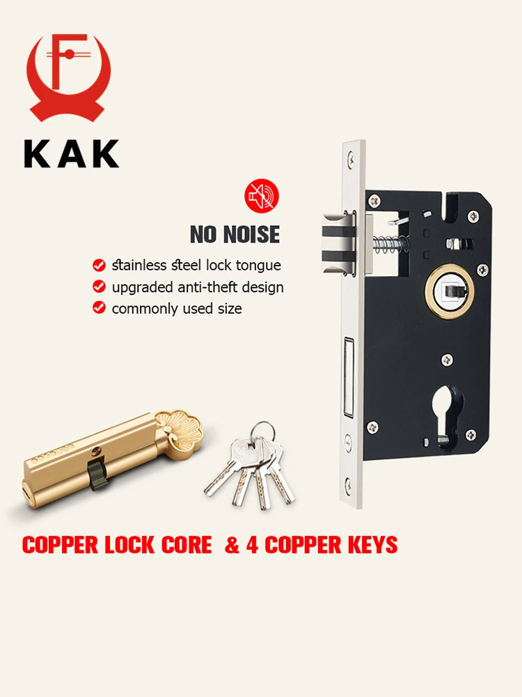 KAK европейский стиль золотые дверные замки с ключами ручки цвета слоновой кости