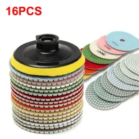 16 pieces diamond polishing pads kit 4 inch 100mm wetdry for granite stone tiles concrete marble power tools grinding discs set