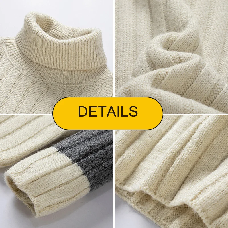 Зимние теплые мужские свитера с высоким воротником японские повседневные