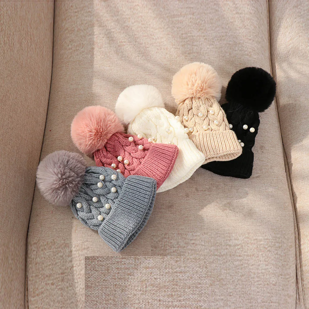 Зима 2020 милые пушистые шапки детская шапка с помпоном женская из меха теплая