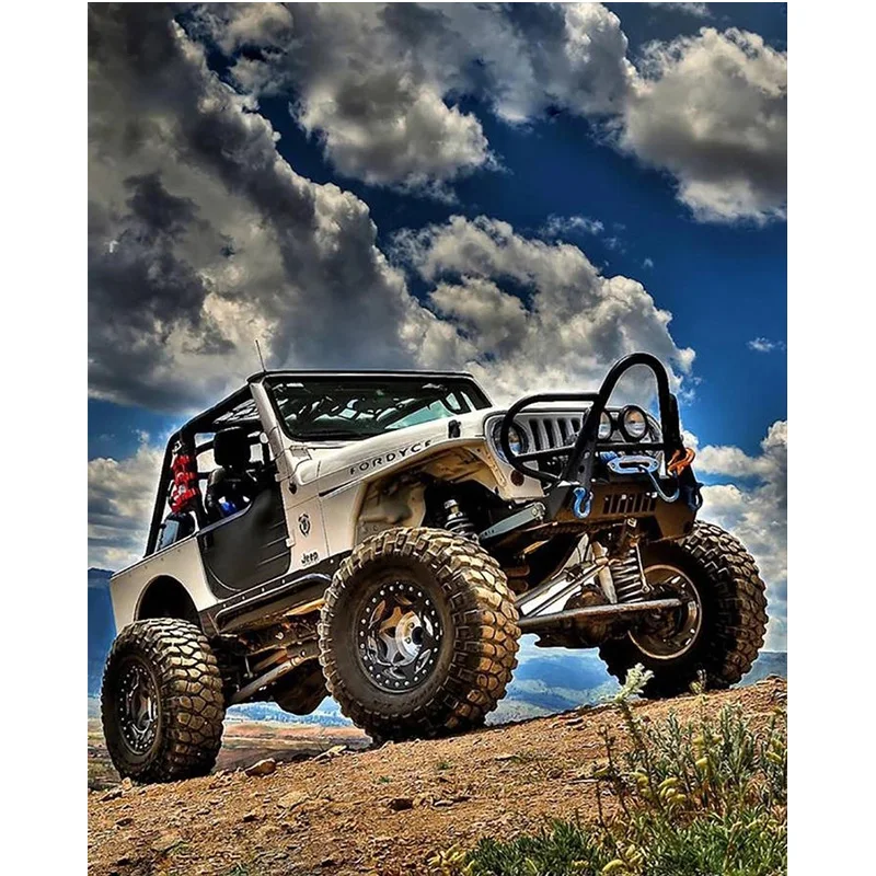 

Алмазная живопись 5D с автомобилем и горным велосипедом, Набор для вышивки крестиком, художественная 3D вышивка, Рождественское украшение ...