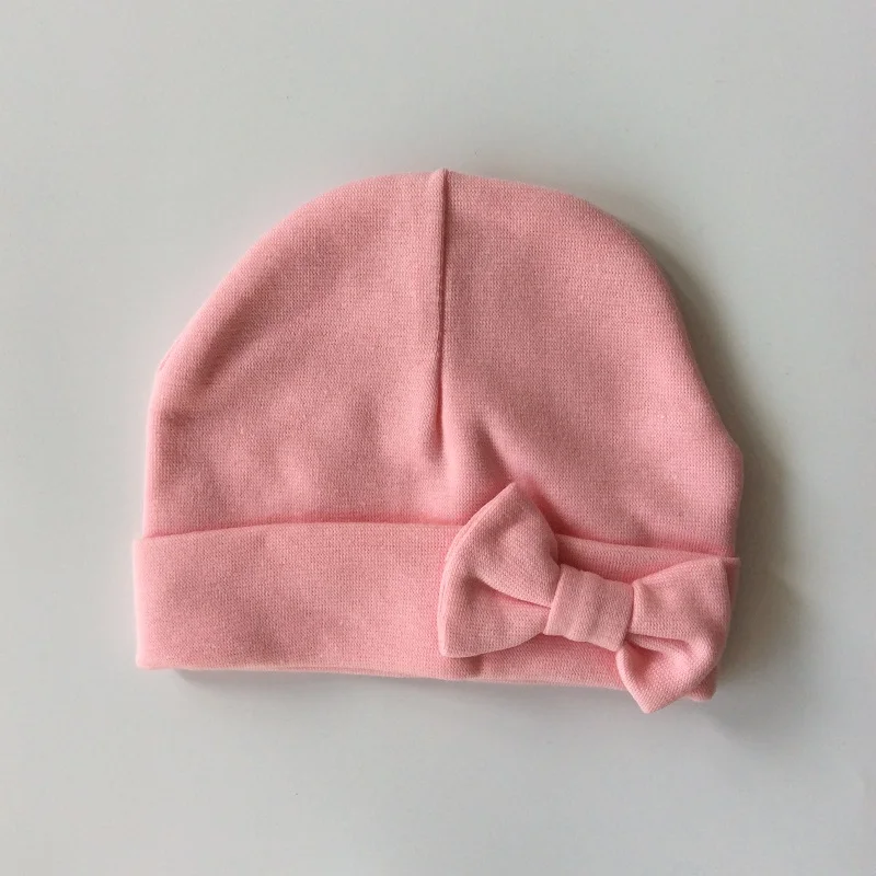 pink pink bow Шапка для новорожденных, хлопковая шапка с бабочкой для новорожденных, зимняя шапка для младенцев, детская шапочка, шапки, шапка s - Цвет: pink pink bow