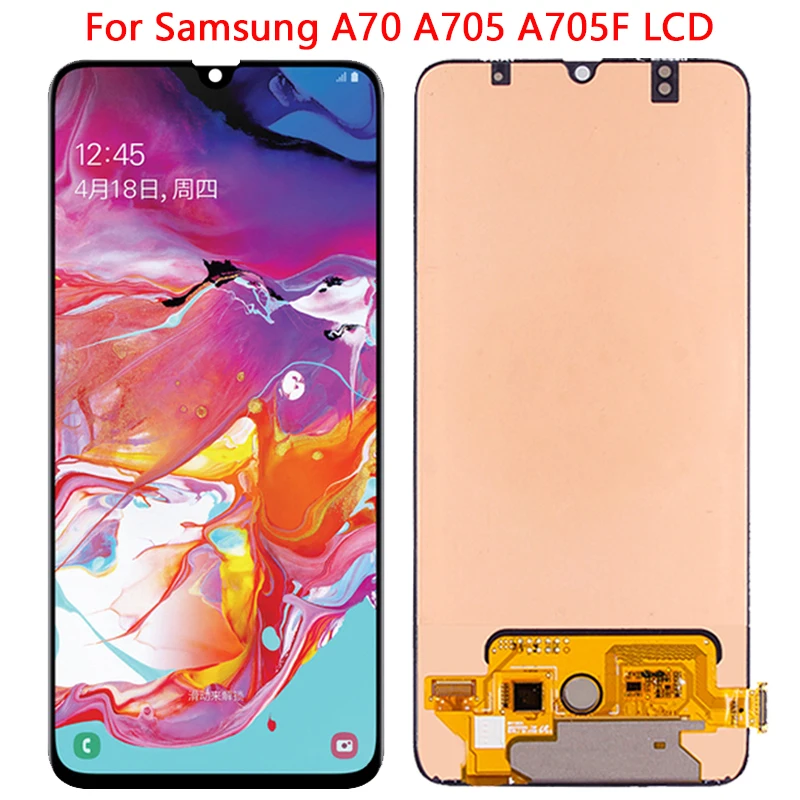 

ЖК-дисплей SUPER AMOLED A70 для Samsung A70, сенсорный экран с рамкой 6,7 дюйма, дигитайзер в сборе для Samsung A70, A705, A705F