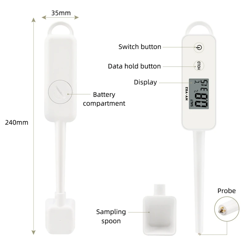 

High-precision Salinity Meter Food Brine Salinity Kitchen Soup Cooked Food Mariculture Digital Display Electronic Salt Measureme