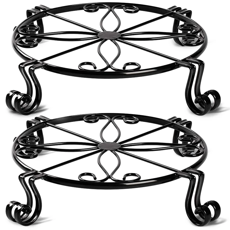 

2 Pcs Plant Stand Metal 10Inch Heavy Duty Potted Holder Indoor Outdoor Rustproof Iron Garden Container Supports Rack