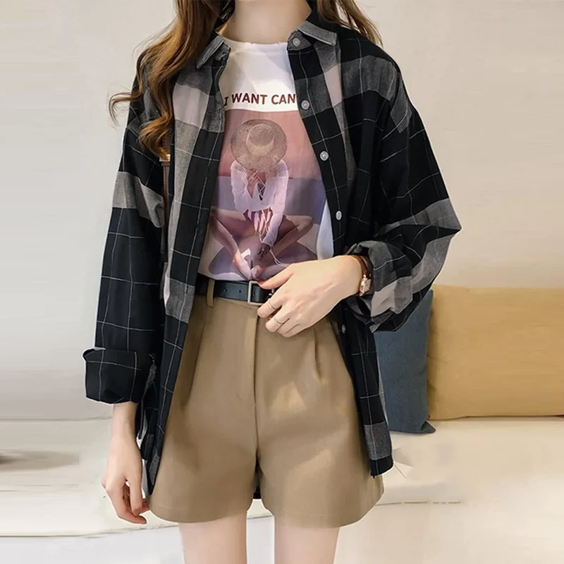 

ZANZEA 2022 Stylish Blusa Oversize Autumn Plaid Print Blouse Femme Casual Street Baggy Chemise Women Shirt Long Sleeve Tunic Top