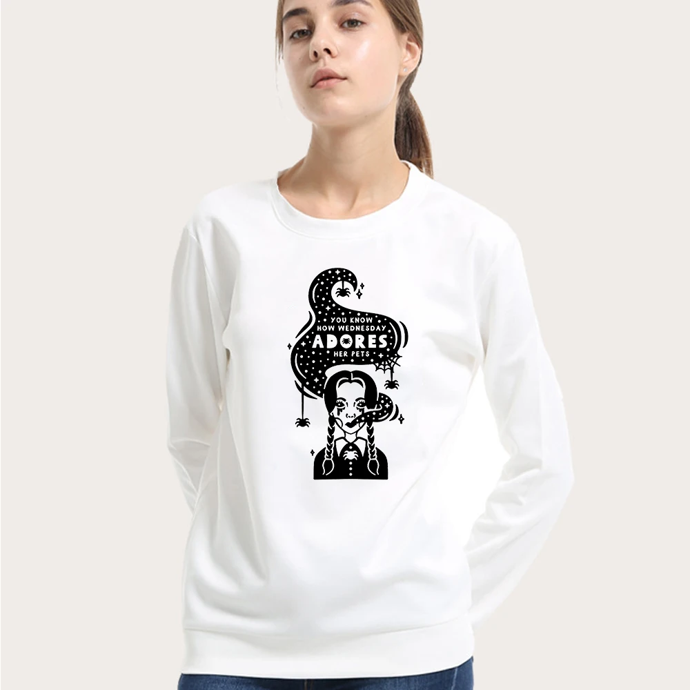 

Women's Sweatshirt Casual Hoodie Solid Winter Ladies White Cotton Pullover Punk Streetwear Cool Clothes Retro Original Graphics