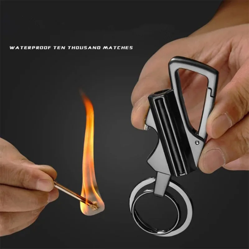 

Metal Matches Kerosene Lighter Multi-function Key Ring Outdoor Waterproof Portable Keychain Petrol Lighters Band Bottle Opener