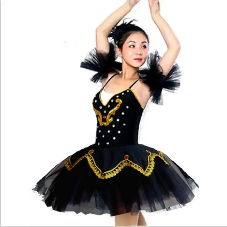 Женское балетное трико для взрослых платье пачка черно белое Лебединое озеро