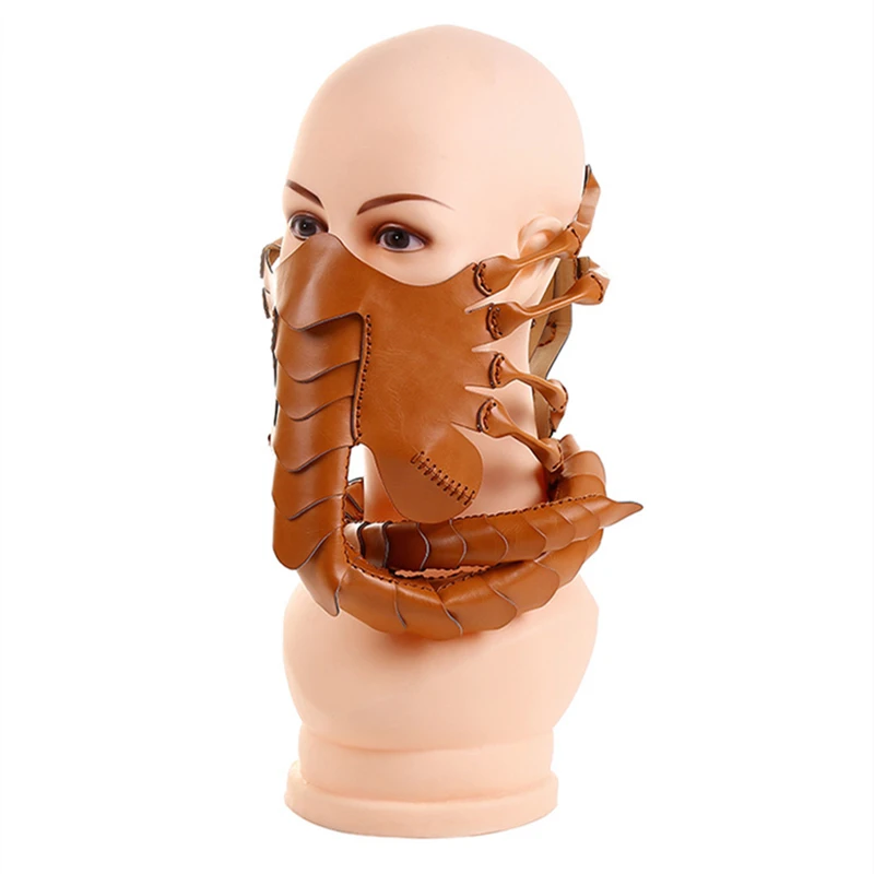 Маска на лицо для косплея из искусственной кожи реквизит в виде скорпиона