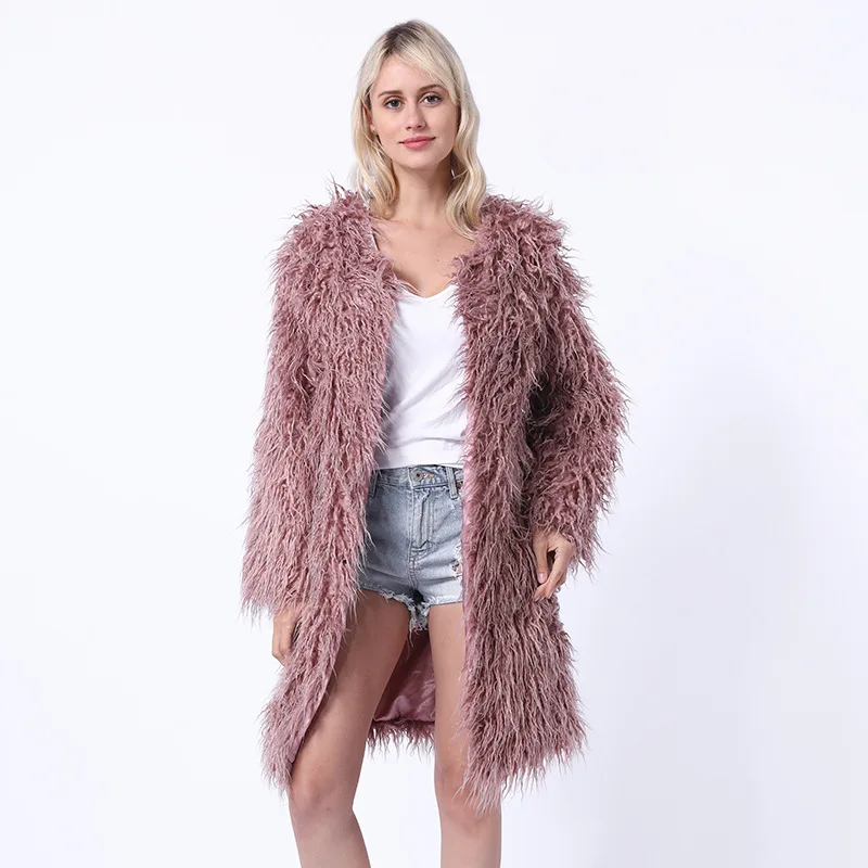 Savabien новая пушистая однотонная шуба из искусственного меха с длинным рукавом