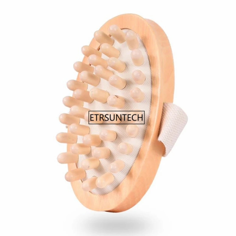 50pcs New Wooden Handled Natural Wooden Massager Body Brush Cellulite Reduction Massage Brush Exfoliate Clean Brush F3489
