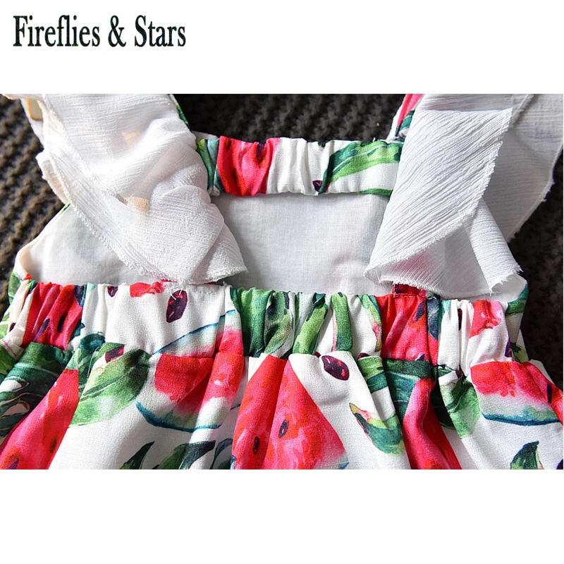 Summer girls chiffon Dress baby dress kids vintage Vestidos Children brand Clothes watermelon print flying sleeve 2 to 7 yrs | Детская