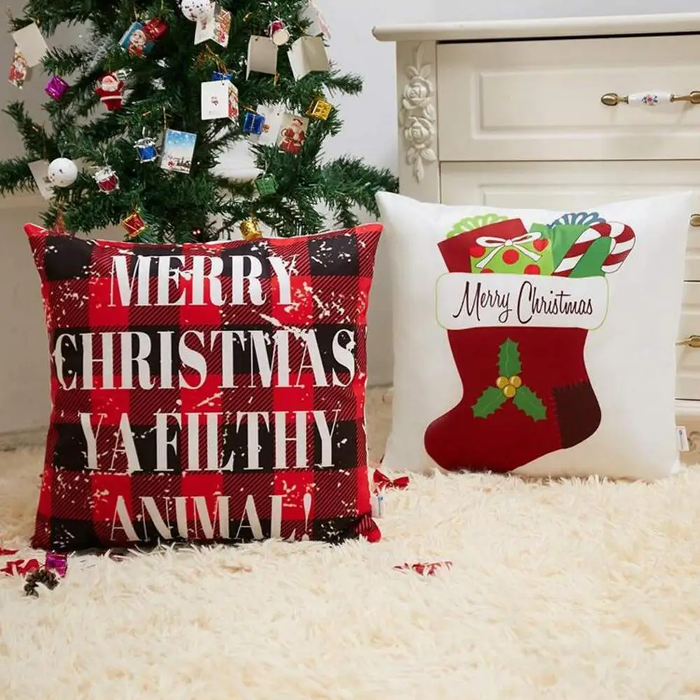 4 шт. Рождественская наволочка Подушка поясничная полиэстер персиковая кожа