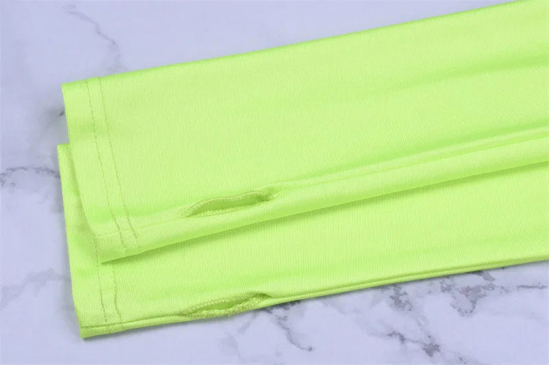 

Long sleeve crop top+biker shorts set neon green short sets for women matching sets wholesale 2 pc set for women