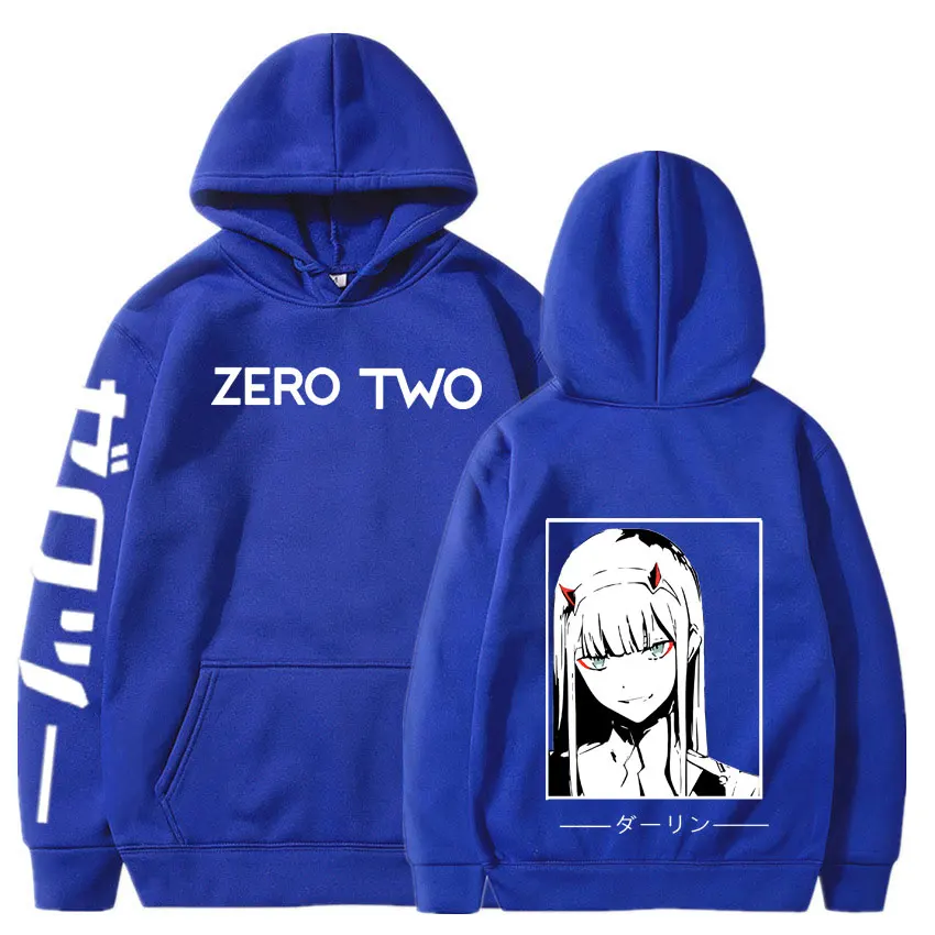 

Darling In The Franxx Hoodie Anime Harajuku Zero TWO Print Unisex Streetwear Loose Hip Hop Bodywarmer Hooded Sweatshirt Tops