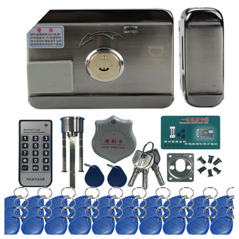 

DC12V Door&gate Access Control system Electronic integrated RFID Door Rim lock w/ 1000 users RFID reader for intercom 125khz
