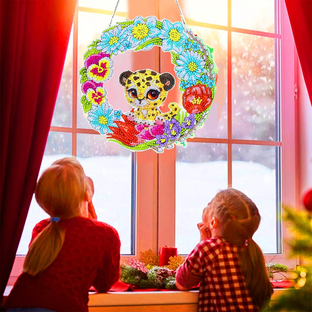 

5D Ponit Drill Diamond Painting Crystal Wreath Mosaic Door Hanging Decor Home Wall Door Hanging Pendants Gifts