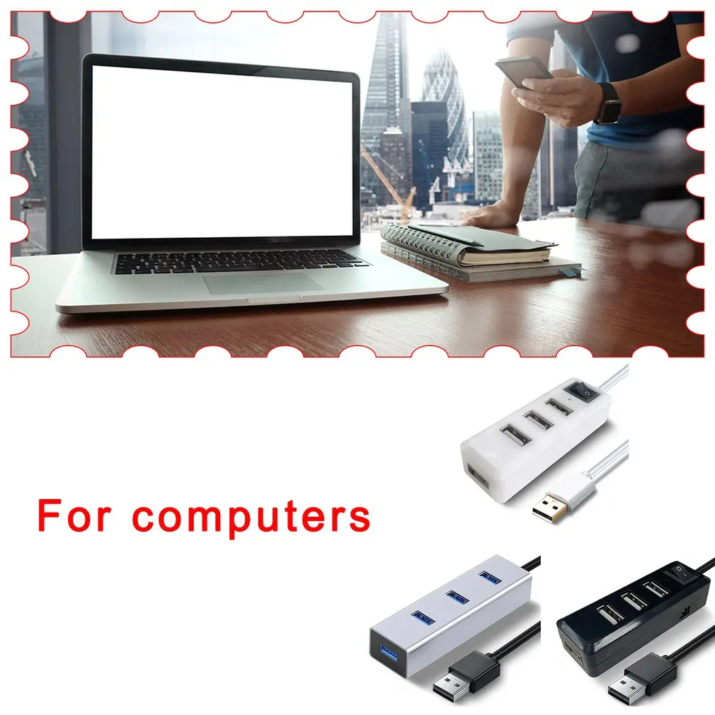 Ультратонкая конструкция с четырьмя портами USB 2 0 и 3 концентратор Plug and Play