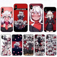 cute cartoon girl helltaker phone cases for iphone 5 5s se 2020 6 6s 7 8 plus x xs xr 11 12 11pro max 2020 black back tpu fundas