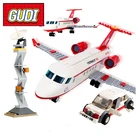Конструктор детский GUDI из 8911 частных блоков, город, аэропорт, реактивный самолет, 334 шт.