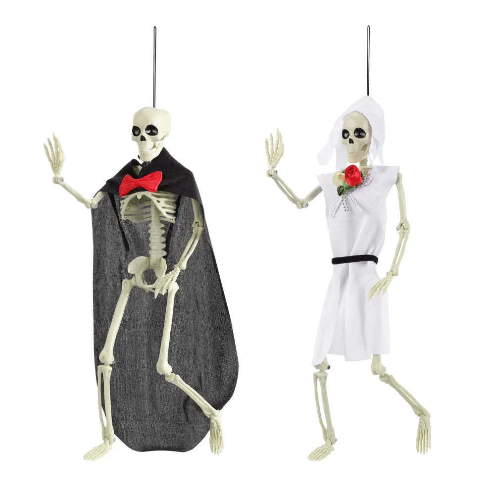 

EXCEART Skeletons Couple Movable Joints Skeletons Figurines Hanging Skeletons Decoration for Party Ghost House