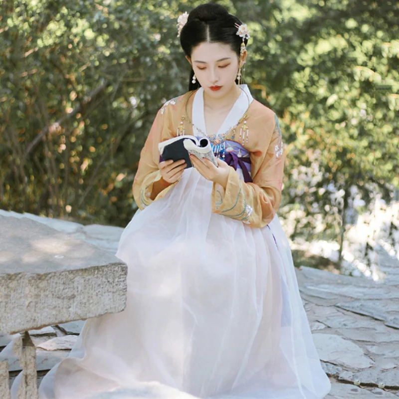 Элегантный Hanfu для женщин Костюм для китайского традиционного танца Костюм народное платье Восточный фестиваль наряд сценическая одежда DC1833