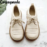 careaymade round head womens shoes thick soled comfortable big shoes lace up forest department single shoes casual shoes
