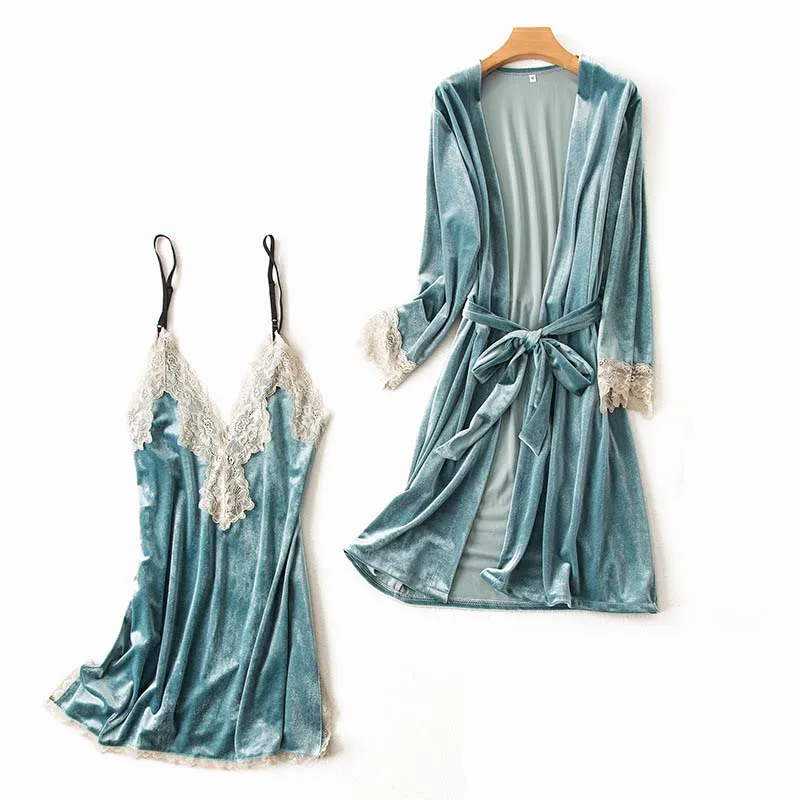 2019 женский роскошный зимний комплект для сна бархатный халат комплекты одежды