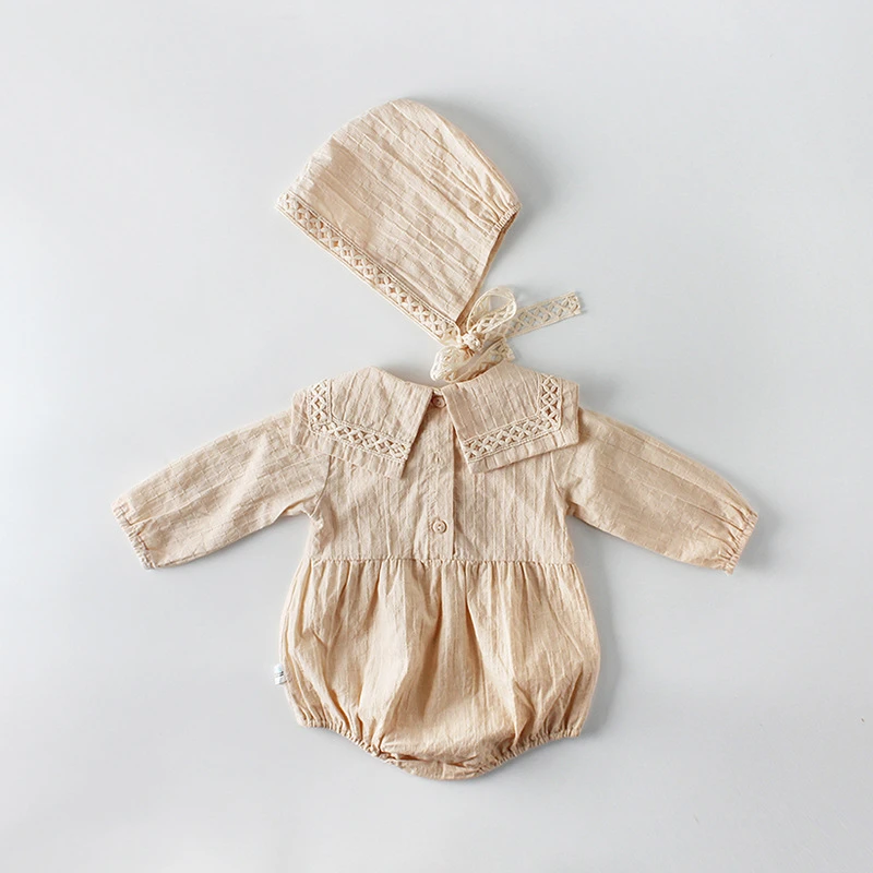 Newborn Girl Jumpsuit Clothes Cute Lace Triangle Collar Romper Infant Baby Long Sleeve Cotton Playsuits Toddler Outfits Hot Sell | Мать и
