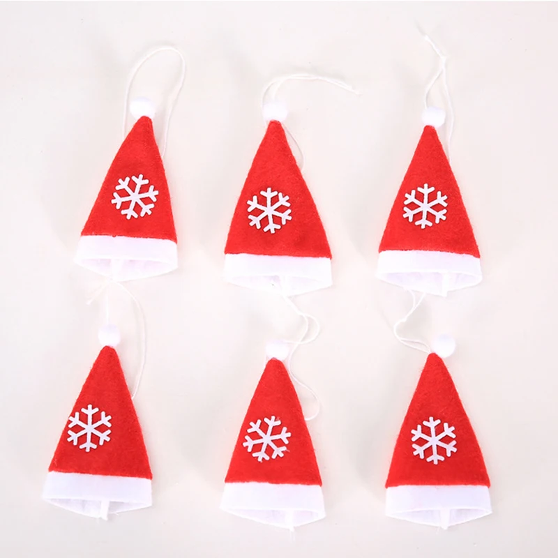 

10pcs Tableware Holder Bag Christmas Hat Merry Christmas Small Hat Party Dinner Knife and Fork Set Pocket Cover Home Decor