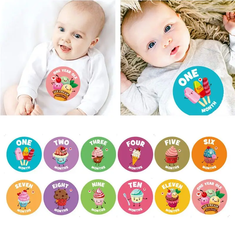 

Детские ежемесячные наклейки, детские наклейки на первый год, возраст, рост, наклейки на животных унисекс, от 1 до 12 месяцев