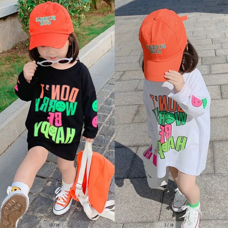 2020 Детская одежда детское повседневное хлопковое платье с длинными рукавами и