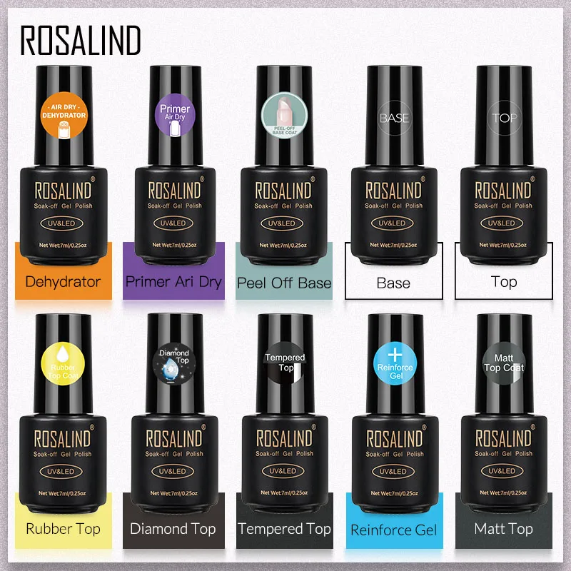 Матовое топовое покрытие ROSALIND для кутикулы Базовый Гель лак ногтей гибридный
