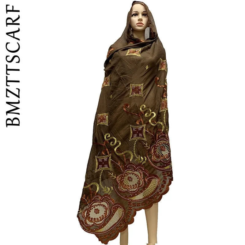 100% хлопковый шарф африканские женские шарфы с вышивкой Женский хиджаб для