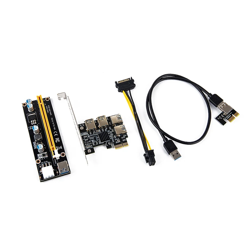 

Riser USB 3,0 PCI Express 1x к 16x Riser карта адаптера PCIE 1 до 4 слот PCIe Порты и разъёмы для портативного адаптера для BTC Майнер добычи полезных ископаемых