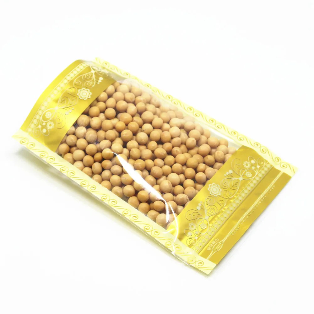 200 шт./лот Самоуплотняющиеся Золотые пластиковые пакеты с замком молнией