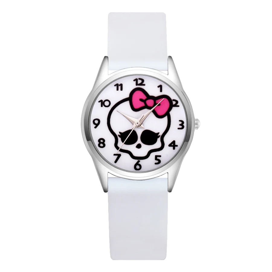 

Children's Cute Cartoon Skeleton Style Women Student Boy Girl Leather Silicone Steel Strap Quartz Wrist Watches JC25