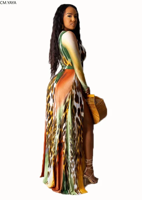 Женское облегающее платье макси с глубоким V образным вырезом и высоким