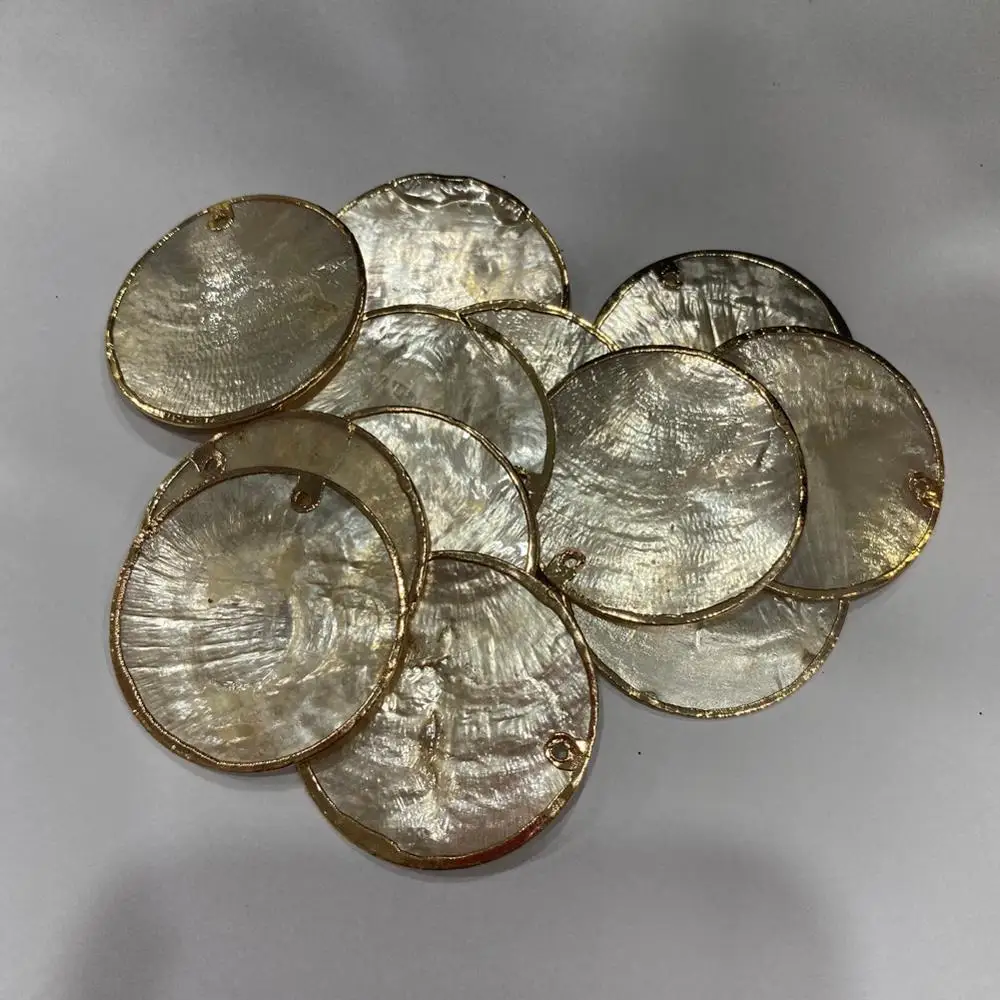 

2Pcs Pendant Accessories Wafer Yellow Shell Pendant For Jewelry Making Necklace Earring Handiwork Sewing Craft Accessory