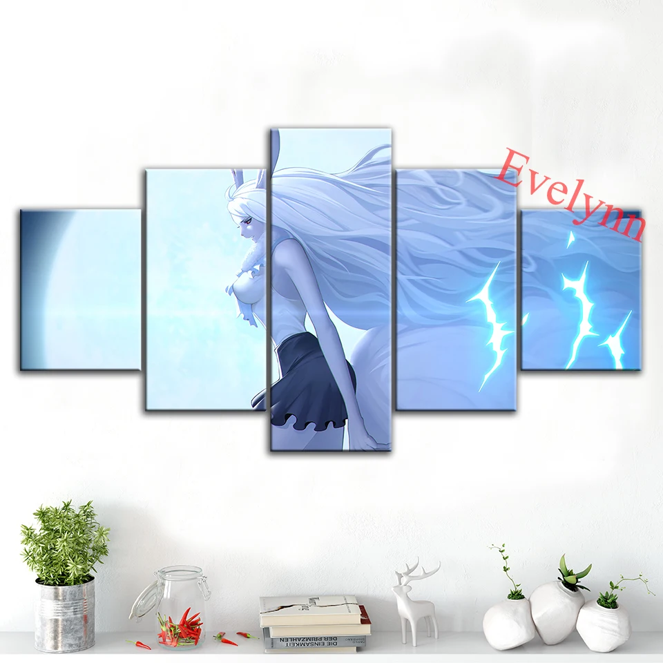 

5 Piece Anime Poster One Piece Rabbit Modern Canvas Wall Art Print Modular Pictures Living Room Home Decor Painting Frame Gift