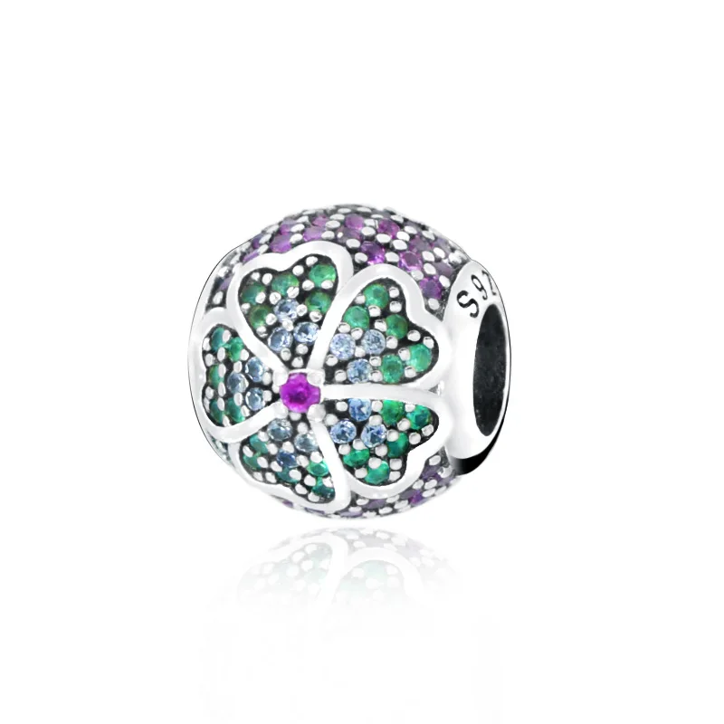 

925 Sterling Silver New Arrival Sparkling Flower Beads Charm Fit Original Pandora Charms Bracelets Women DIY Jewelry Gift