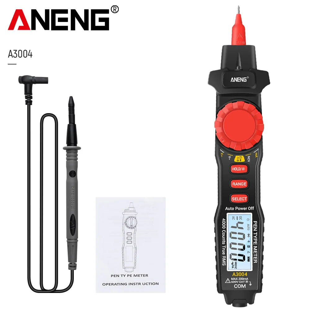 

Мультиметр ANENG A3004 в виде ручки, 4000 отсчетов, бесконтактный Тестер Напряжения, сопротивления, емкости, диода, непрерывности, инструмент